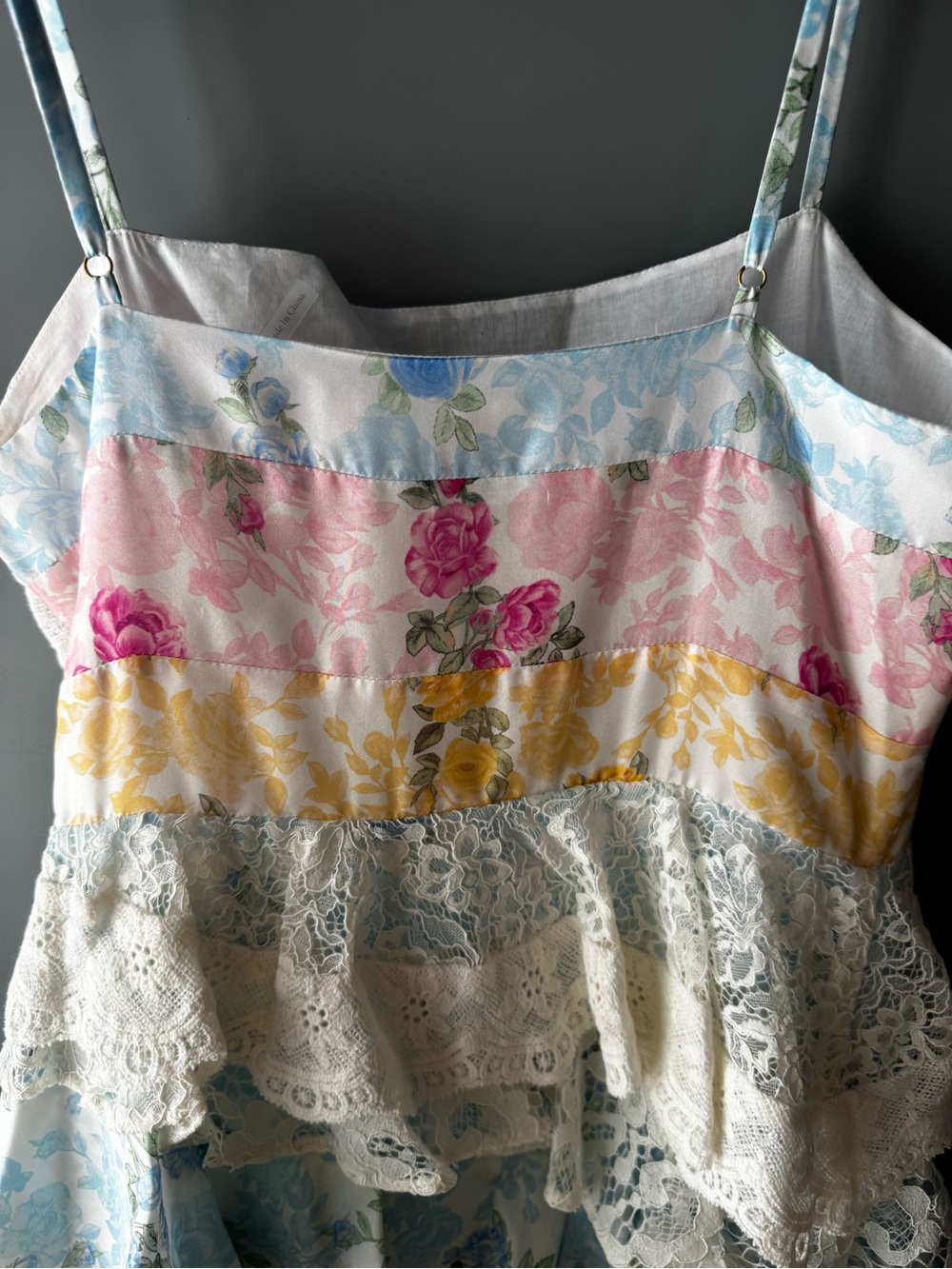 LoveShackFancy Imata Silk Mini Dress in Rainbow - Picture 7 of 8